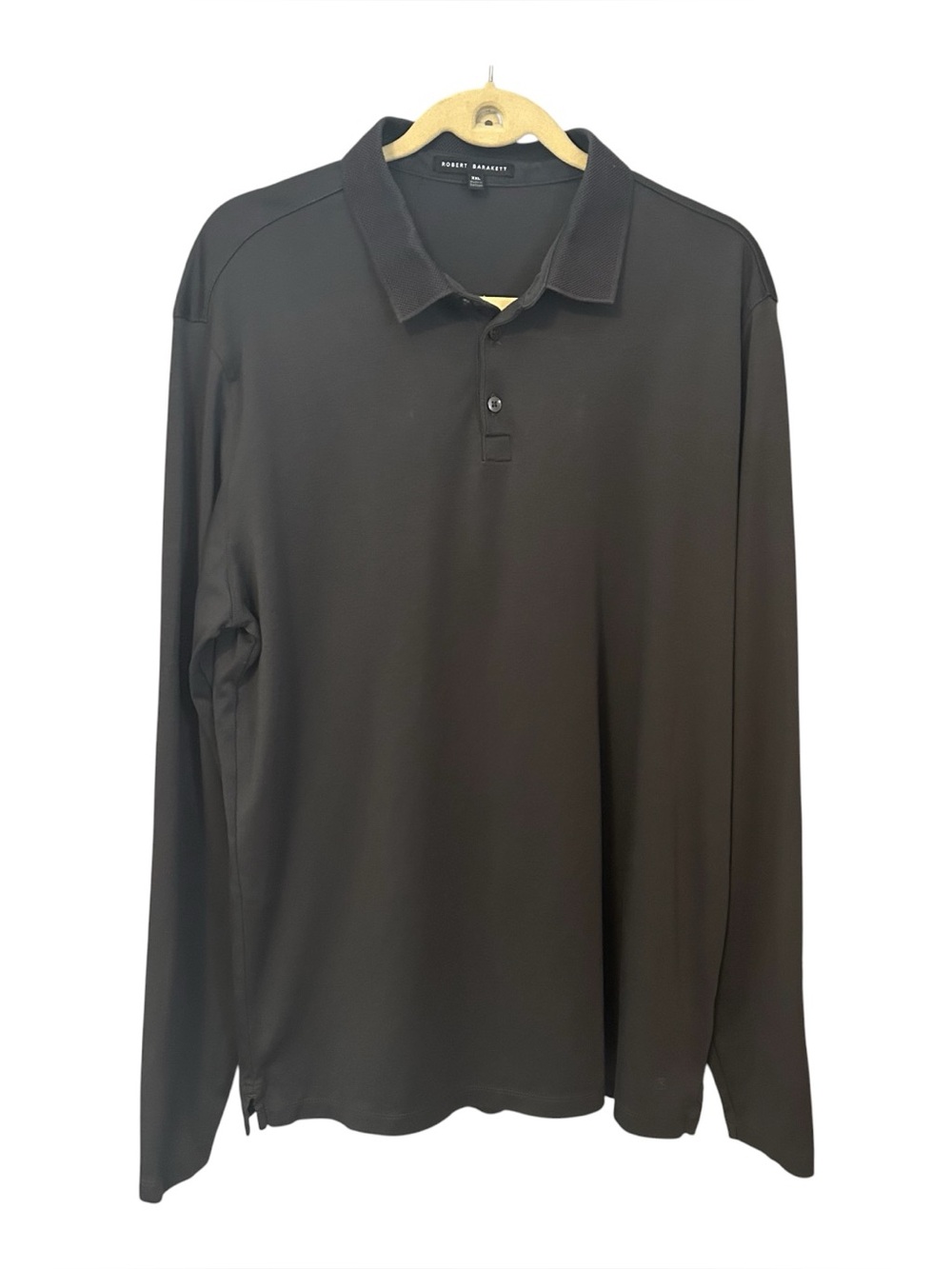 Robert Barakett Long Sleeve Polo Pima Cotton Soft Gray Size XXL